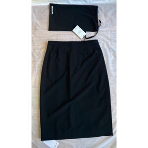 M.M. Lafleur Womens Pencil Skirt Black Double Slit On Rear Side NWT Size 4